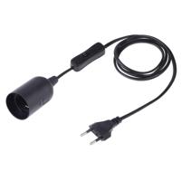E27 Wire Cap schakelaar lamp houder kroonluchter stopcontact met 1.5 m verlengkabel EU stekker (zwart)