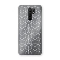 Zwart-witte kubussen: Xiaomi Redmi 9 Transparant Hoesje
