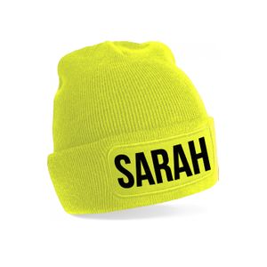 Sarah muts unisex one size - Geel