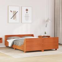 Bedframe zonder matras massief grenenhout wasbruin 120x190 cm