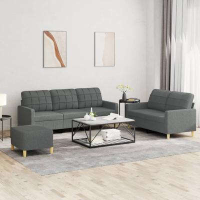 3-delige Loungeset met kussens stof donkergrijs