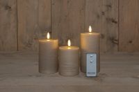 B.O. 3Pcs 3D Wick Taupe Candle 7,5X1012,515 cm Rustic Wax - Anna's Collection
