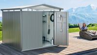 Biohort Panorama Gr. P4 metalen tuinhuis met standaard deur 273x278 cm zilvergrijs metallic- Zadeldak- Staal- Biohort Biohort Panorama Gr. P4 metalen tuinhuis met standaard deur 273x278 cm zilvergrijs metallic- Zadeldak- Staal- Biohort