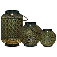 Solar lantaarn set - 3-delig - antiek - turquoise - metaal - 16 x 14 / 19 x 18 / 16 x 26 cm Solar lantaarn set - 3-delig - antiek - turquoise - metaal - 16 x 14 / 19 x 18 / 16 x 26 cm