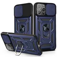 iPhone 15 Pro Max hoesje - Backcover - Rugged Armor - Camerabescherming - Extra valbescherming - TPU - Blauw