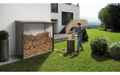 Biohort | Houtopslag Woodstock 230 | Kwartsgrijs-Metallic