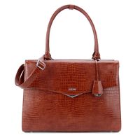 Socha Silver Tip 15.6 Shoulder Bag-Croco Brown - thumbnail