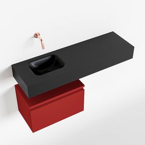 Toiletmeubel Mondiaz Andor | 100 cm | Meubelkleur Fire | Lex vrijhangend wastafel Urban Links | Zonder kraangat