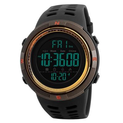 SKMEI sporthorloge 1251 mannen modieuze buiten 50m waterdicht digitaal horloge met PU Watchband(Coffee)