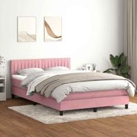 Boxspring met matras en LED fluweel roze 140x220 cm