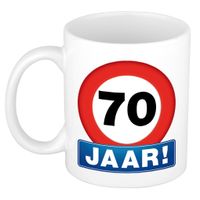 Verkeersbord mok/ beker 70 jaar - Verjaardagsmokken