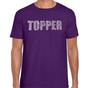 Glitter t-shirt paars Topper rhinestones steentjes voor heren - Glitter shirt/ outfit 2XL  -