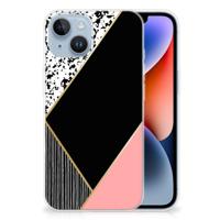 Apple iPhone 14 | TPU Hoesje | Zwart Roze Vormen