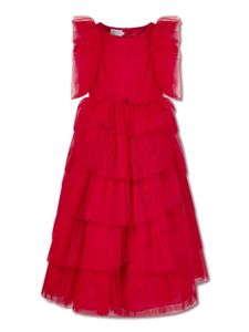 MARCHESA KIDS COUTURE robe à détail de volants - Rouge