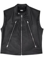 MM6 Maison Margiela gilet de moto en cuir - Noir - thumbnail