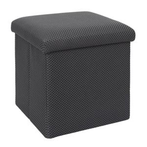 Poef/hocker opvouwbaar Atome - stof - opbergbox - grijs - polyester/mdf - 38 x 38 cm
