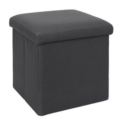 Poef/hocker opvouwbaar Atome - stof - opbergbox - grijs - polyester/mdf - 38 x 38 cm