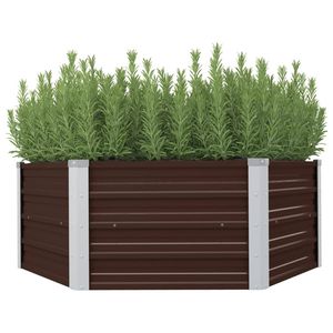 vidaXL Plantenbak verhoogd 129x129x46 cm gegalvaniseerd staal bruin