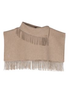 By Malene Birger poncho crop en laine à franges - Tons neutres