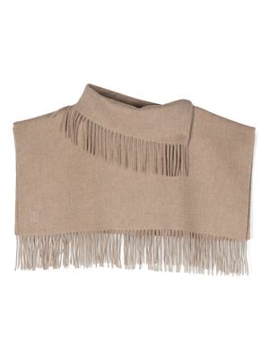 By Malene Birger poncho crop en laine à franges - Tons neutres