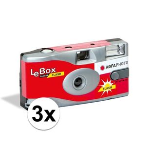 3x Wegwerp camera/fototoestel met flits voor 27 kleuren fotos   -
