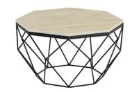Salontafel DIAMOND 70cm rek ijzer zwart top travertijn - 45205