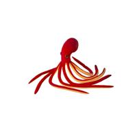 Nature Planet Pluche knuffel octopus - inktvis - van 50 cm - rood