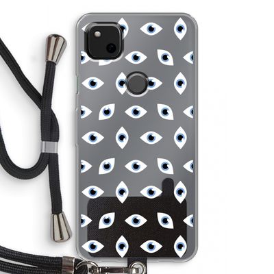 Eyes pattern: Pixel 4a Transparant Hoesje met koord