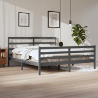 Bedframe massief grenenhout grijs 200x200 cm