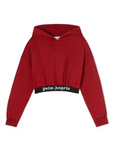 Palm Angels Kids hoodie crop à bande logo - Rouge