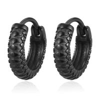 Mendes Oorbellen RVS zwartkleurig - Textuur Hoops