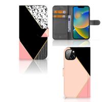 iPhone 14 Plus | Book Case | Zwart Roze Vormen