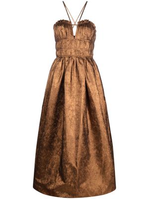 Ulla Johnson robe mi-longue Seraphina à dos nu - Marron