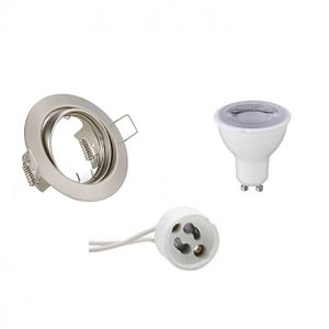 LED Spot Set - Trion - GU10 Fitting - Dimbaar - Inbouw Rond - Mat Nikkel - 6W - Helder/Koud Wit 6400K - Kantelbaar Ø83mm