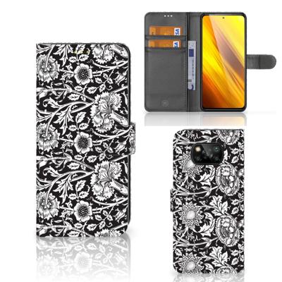 Xiaomi Poco X3 | Poco X3 Pro Hoesje Black Flowers Xiaomi Poco X3 | Poco X3 Pro Hoesje Black Flowers