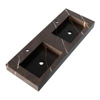 Brauer Coral Wastafel - 120 cm - met 2 Spoelbakken en 2 Kraangaten - Marmerlook Copper Brown