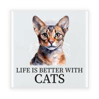 Cadeau tegel kattenliefhebber - Cornish Rex kat/poes - keramiek - waterverf - 15 cm