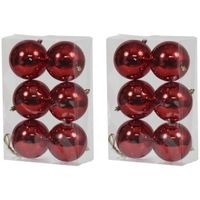 12x Rode kerstballen 10 cm kunststof glans