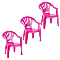 3x stuks kinderstoelen roze kunststof 35 x 28 x 50 cm