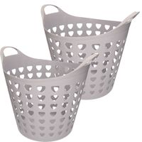 Set van 2x stuks flexibele wasmanden rond grijs met gaten 26 liter Set van 2x stuks flexibele wasmanden rond grijs met gaten 26 liter