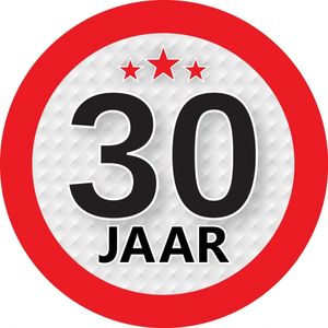 30 jaar leeftijd sticker rond 9 cm verjaardag versiering