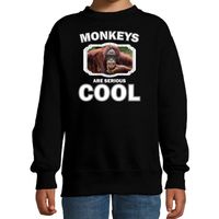 Dieren gekke orangoetan sweater zwart kinderen - monkeys are cool trui jongens en meisjes Dieren gekke orangoetan sweater zwart kinderen - monkeys are cool trui jongens en meisjes