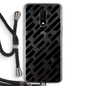 Zwarte vegen: OnePlus 7 Transparant Hoesje met koord