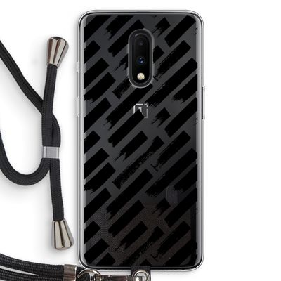 Zwarte vegen: OnePlus 7 Transparant Hoesje met koord