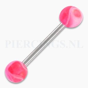 Tongpiercing acryl marmer roze