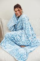 Fleece deken met mouwen blauwe panter