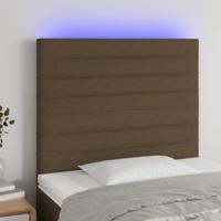 Hoofdbord LED 90x5x118/128 cm stof donkerbruin
