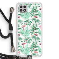 Flamingo bladeren: Samsung Galaxy A22 4G Transparant Hoesje met koord