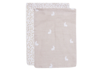 Washandje Hydrofiel Dotted & Rabbit - Nougat - GOTS - 2 Stuks