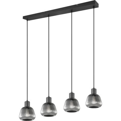 LED Hanglamp - Hangverlichting - Trion Arif - E27 Fitting - 4-lichts - Rechthoek - Mat Zwart - Metaal